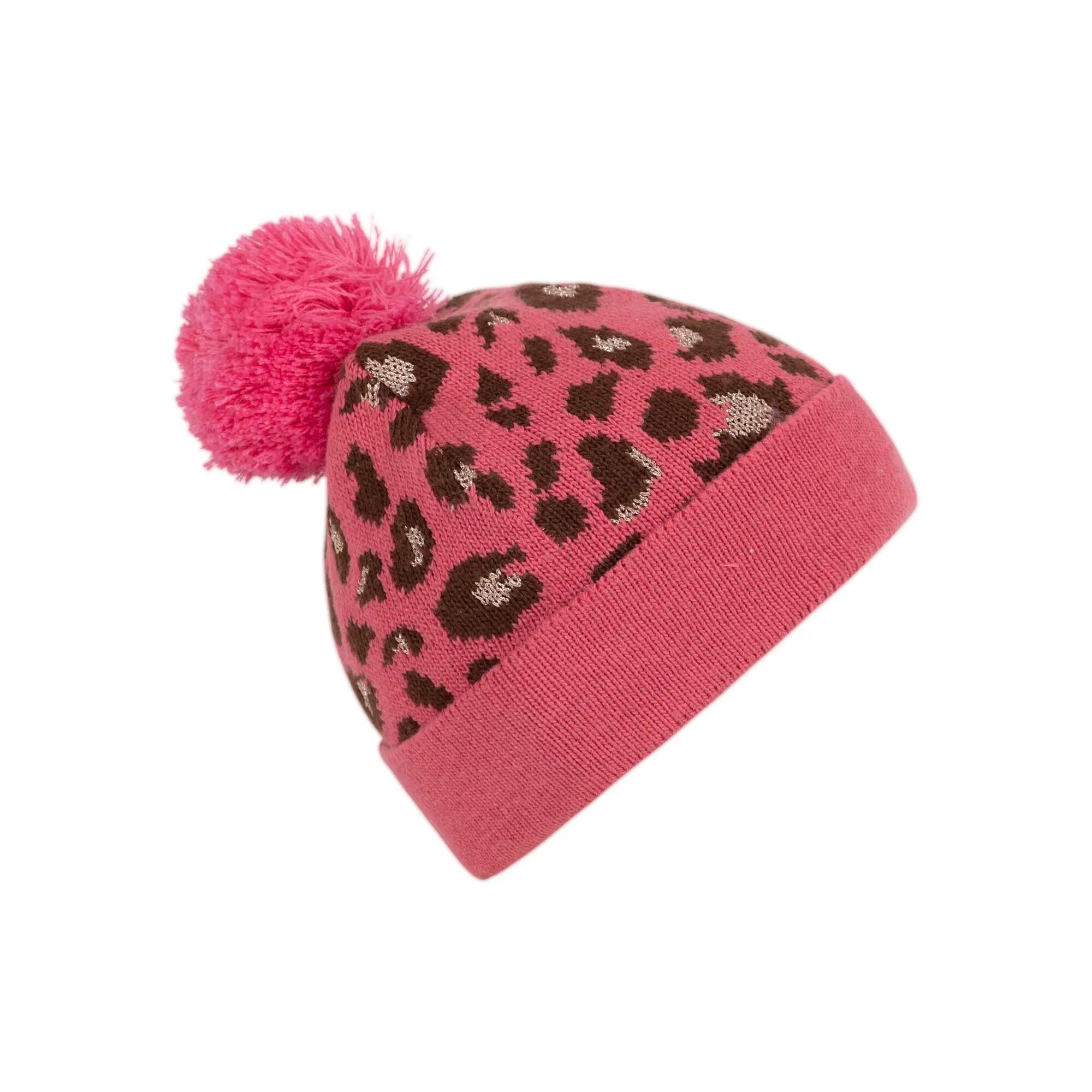 Meisjes Kaylani Gebreide muts met luipaardprint (Roze waas) 3/5
