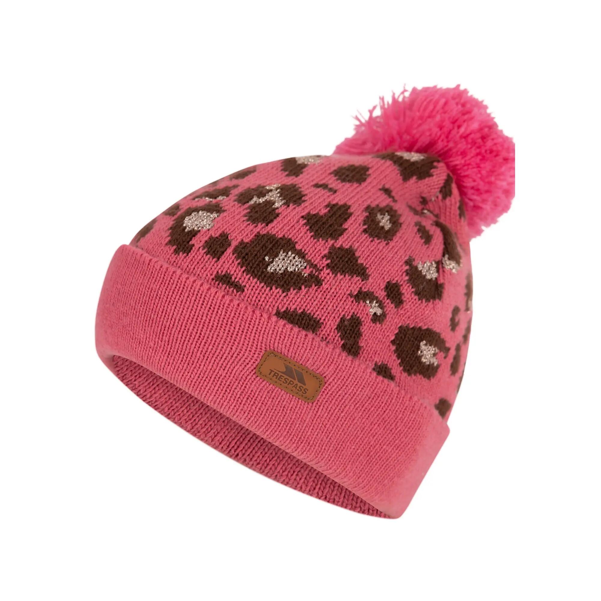 Meisjes Kaylani Gebreide muts met luipaardprint (Roze waas) 2/5