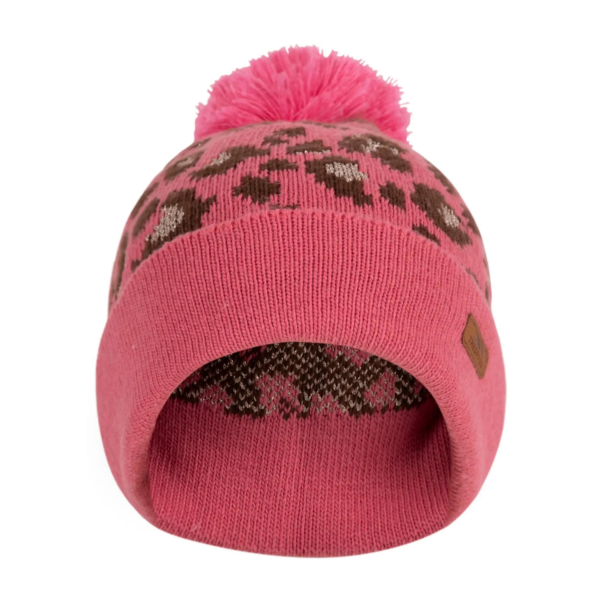 Meisjes Kaylani Gebreide muts met luipaardprint (Roze waas) 4/5