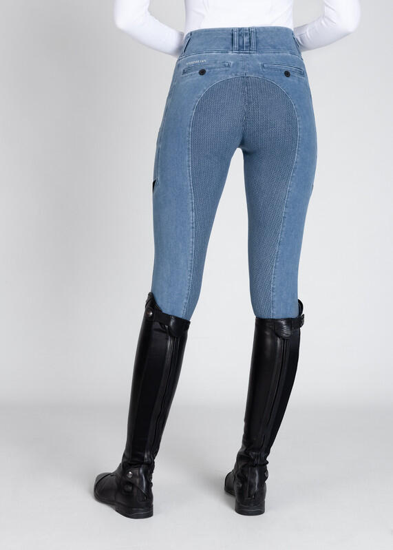 Leggings Pantalón Mujer Equitación Maximilian Tech Full Grip Denim 3/7