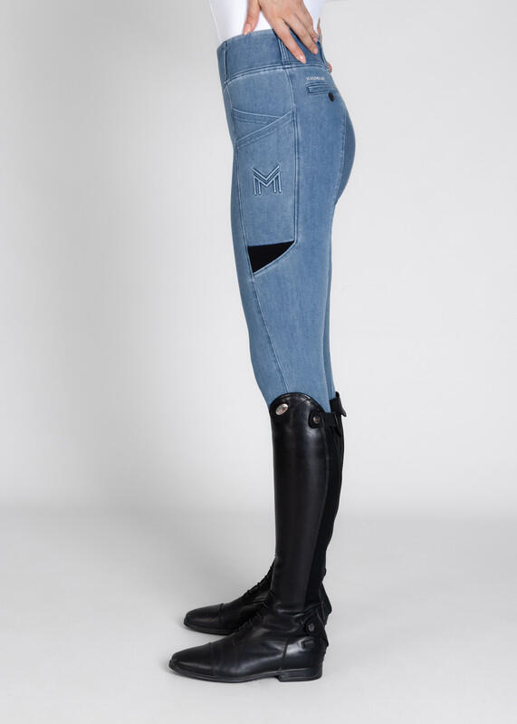 Leggings Pantalón Mujer Equitación Maximilian Tech Full Grip Denim 2/7