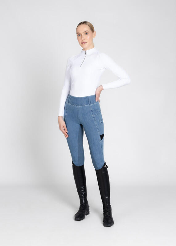 Leggings Pantalón Mujer Equitación Maximilian Tech Full Grip Denim 6/7
