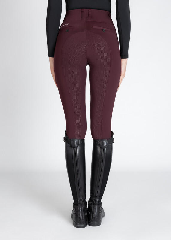 Leggings Pantalón Mujer Equitación Maximilian Tech Full Grip Burdeos 3/7