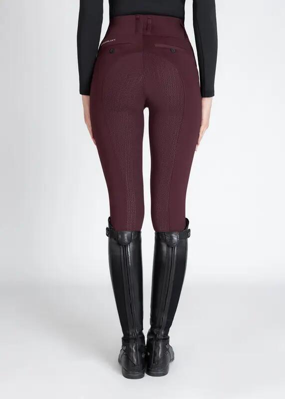 Leggings Pantalón Mujer Equitación Maximilian Tech Full Grip Burdeos 3/7