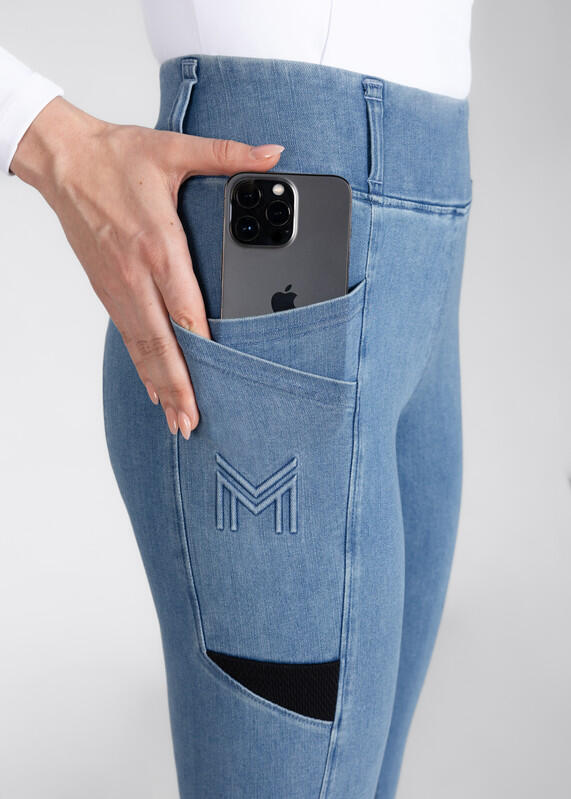 Leggings Pantalón Mujer Equitación Maximilian Tech Full Grip Denim 5/7