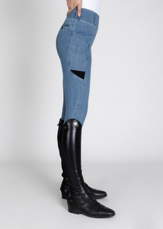Leggings Pantalón Mujer Equitación Maximilian Tech Full Grip Denim 4/7