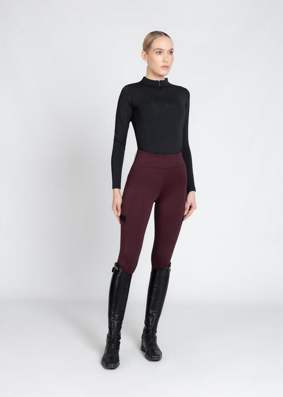Leggings Pantalón Mujer Equitación Maximilian Tech Full Grip Burdeos 6/7