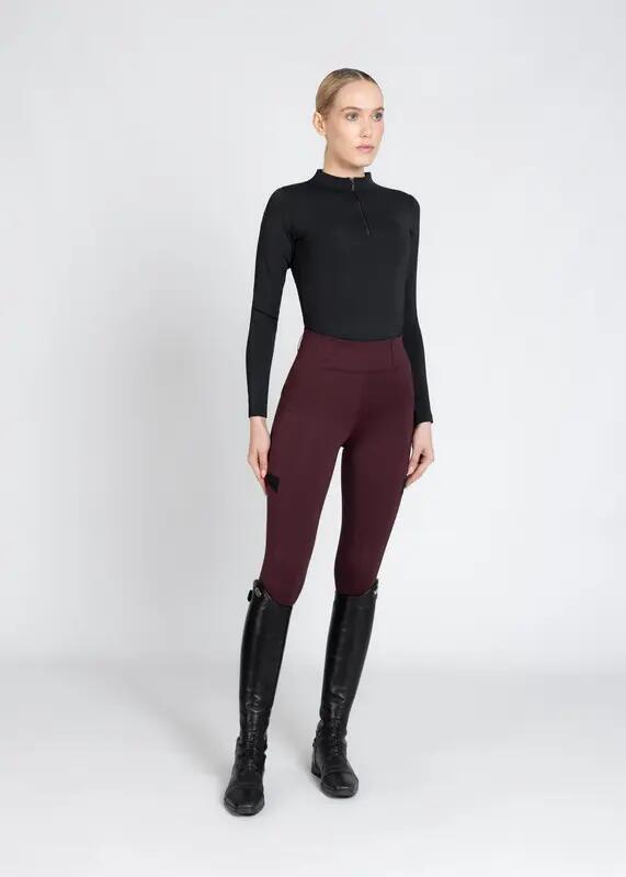 Leggings Pantalón Mujer Equitación Maximilian Tech Full Grip Burdeos 6/7