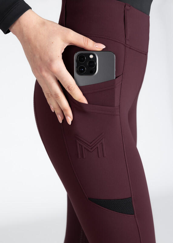 Leggings Pantalón Mujer Equitación Maximilian Tech Full Grip Burdeos 5/7