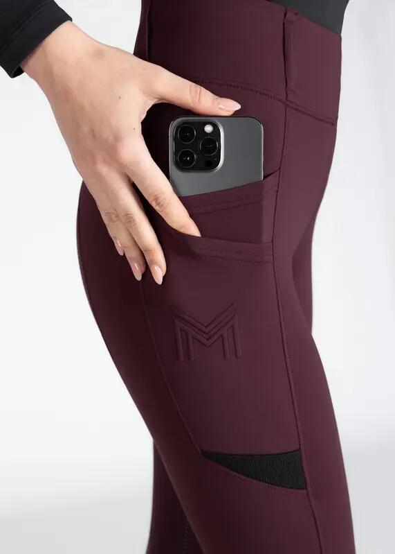 Leggings Pantalón Mujer Equitación Maximilian Tech Full Grip Burdeos 5/7