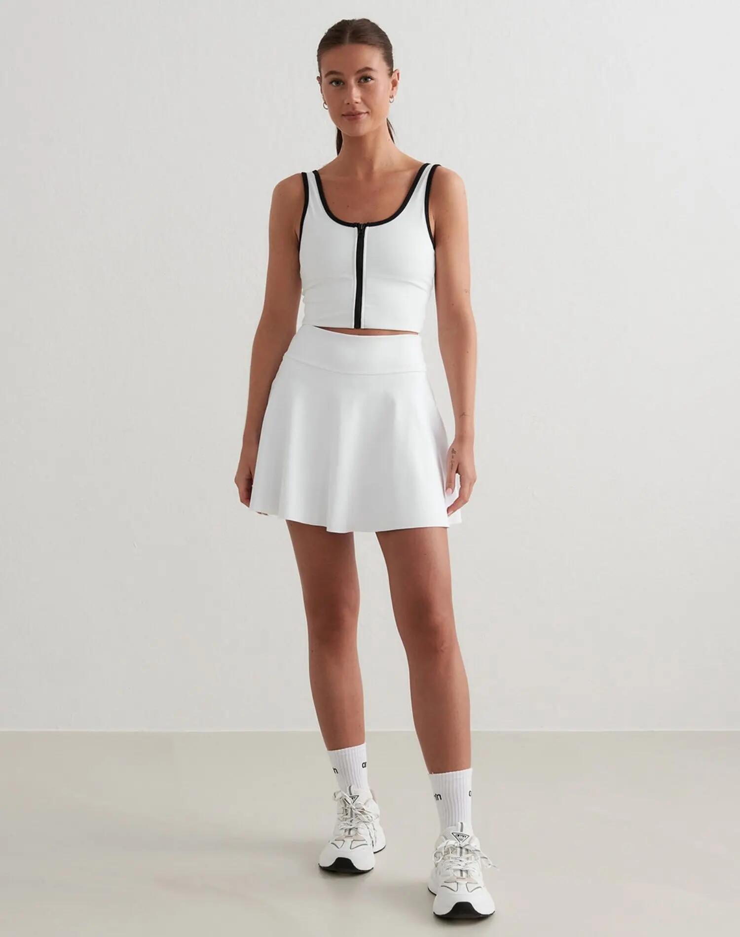 Mujer Falda Pantalón Cintura Alta Malla Interior Transpirable Sense Blanco 5/7