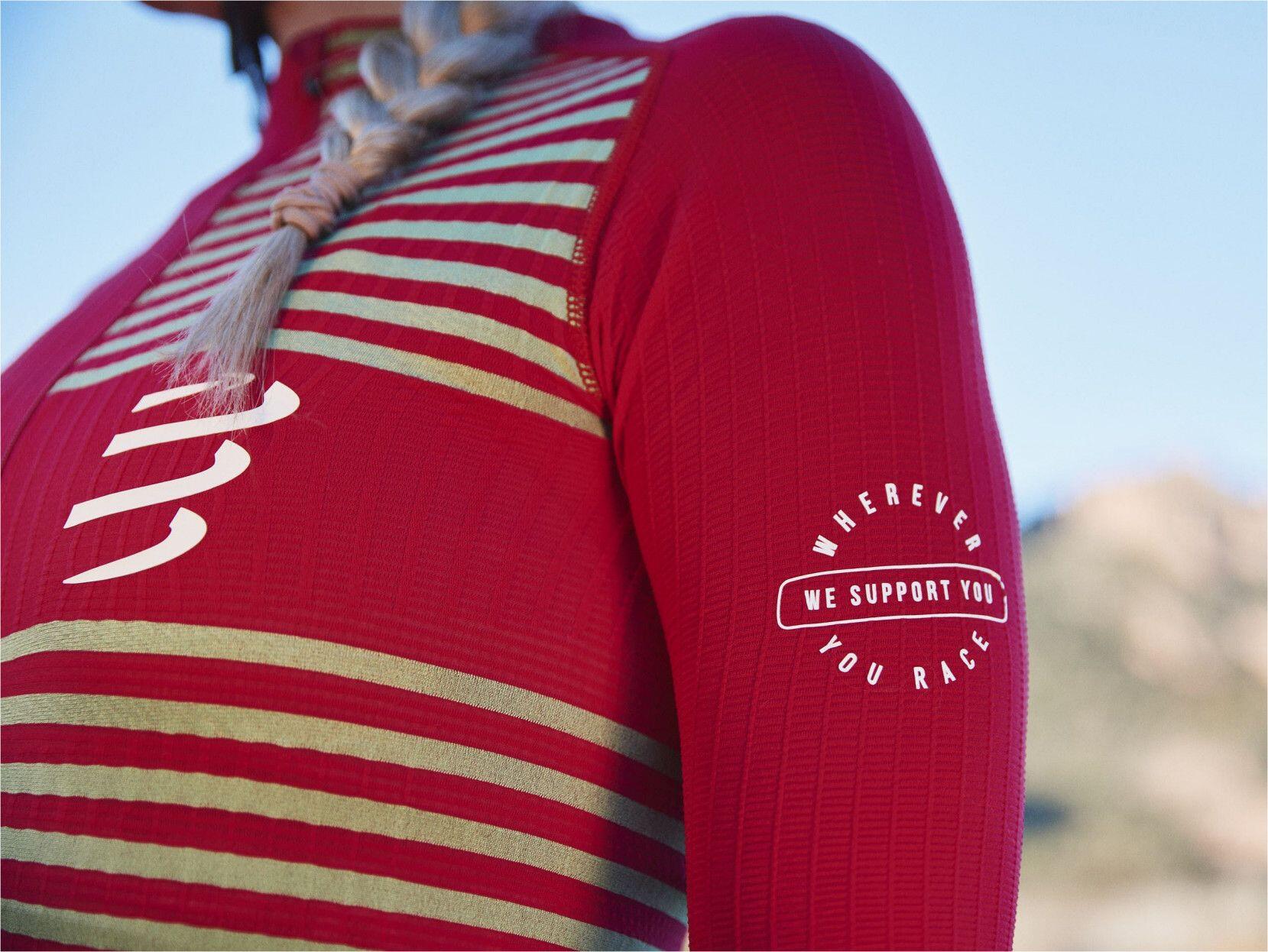 Compressport Tri Postural Womens Korte Mouw Jersey Roze/Groen 3/5
