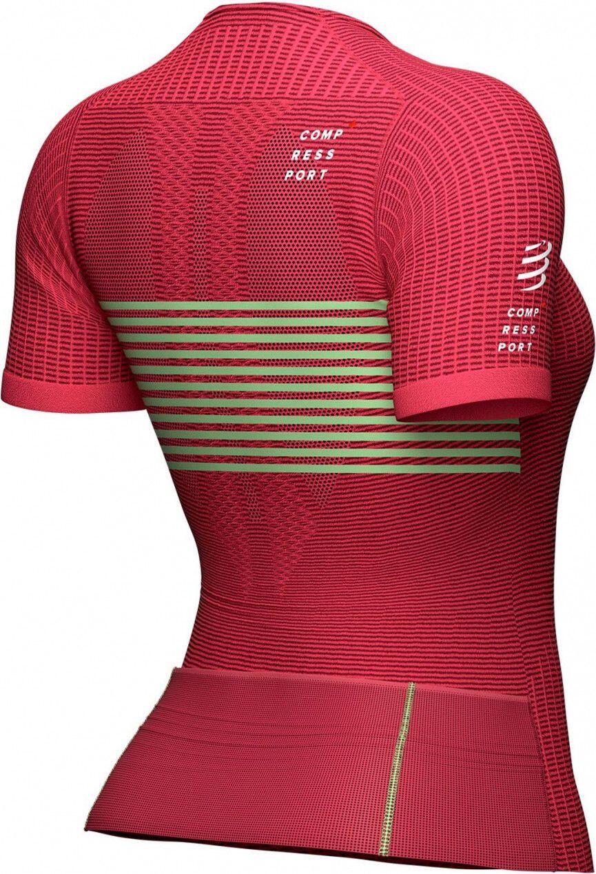 Compressport Tri Postural Womens Korte Mouw Jersey Roze/Groen 2/5