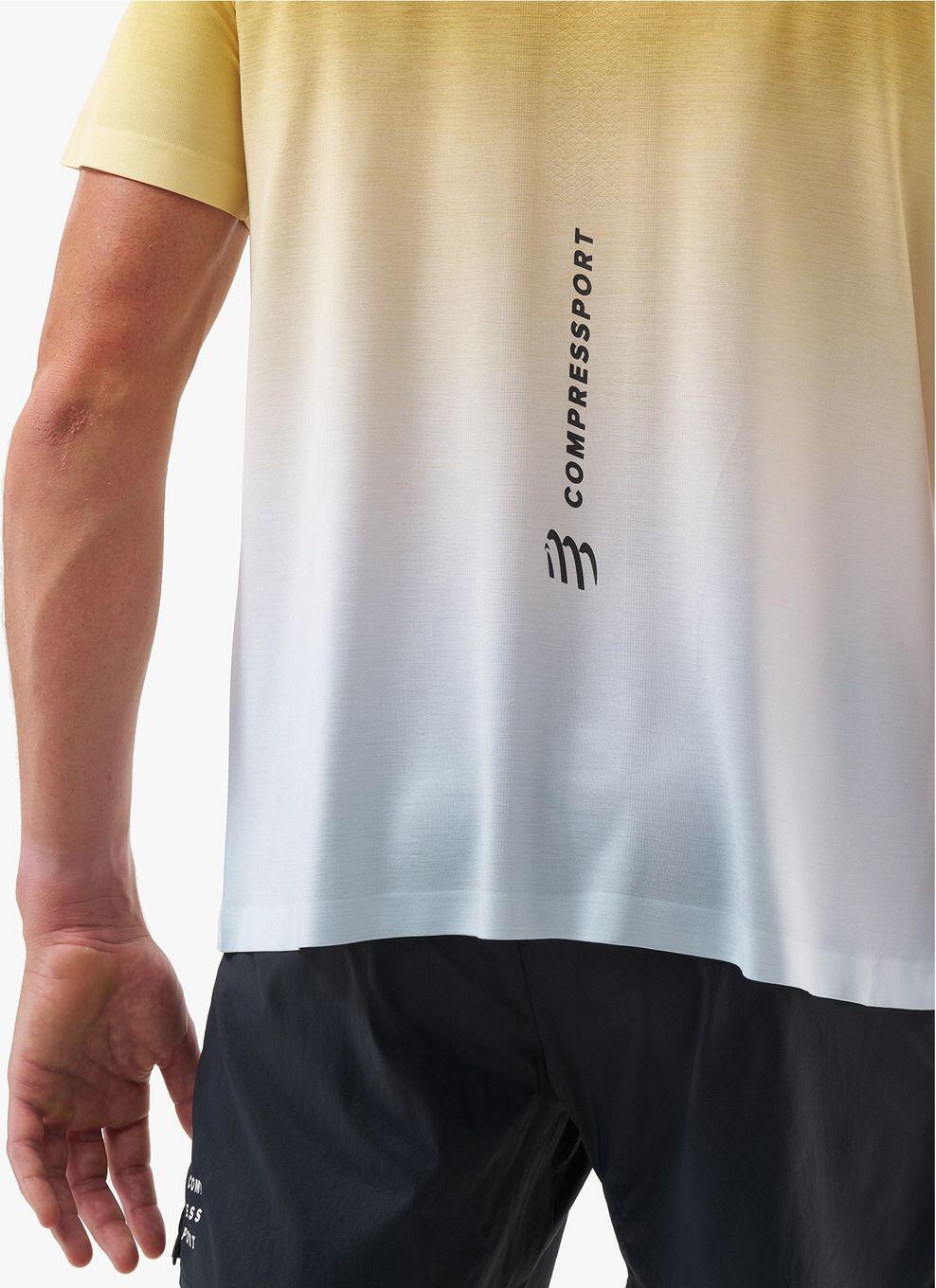 Heren Compressport Performance Yellow Grey Short Sleeved Jersey 4/4