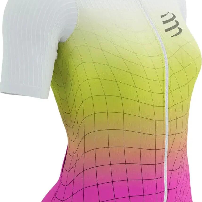 Compressport Tri Postural Aero SS Women's Short-Sleeve Top White / Yellow / Pink