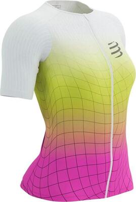 Compressport tri postural aero ss women's short sleeve top white / yellow / pink