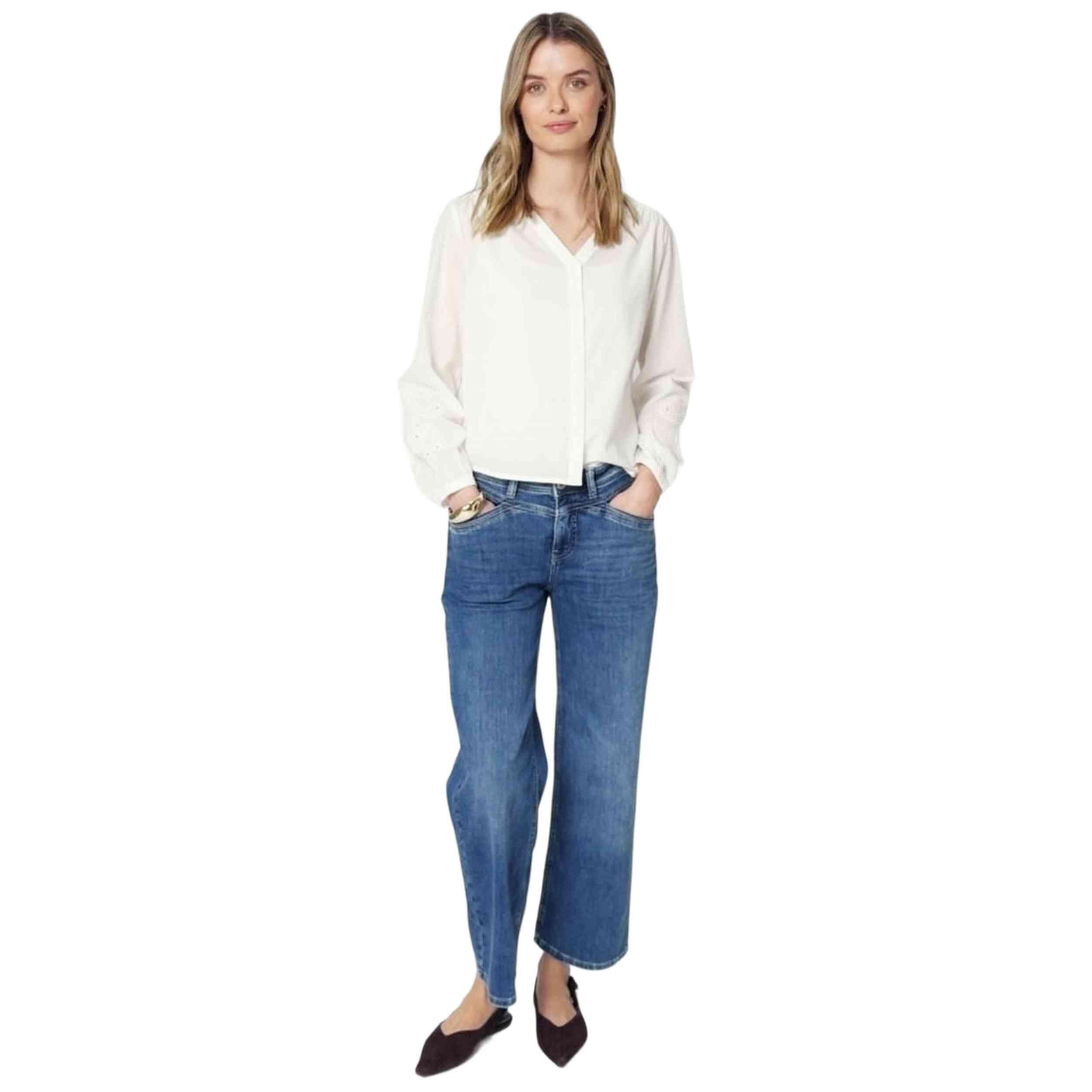 T-shirt Street one modèle 346432 V-neck Buttoned blouse pour femmes 2/5
