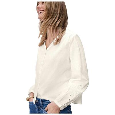 T-shirt met korte mouwen street one model 346432 v-neck buttoned bl voor vrouwen
