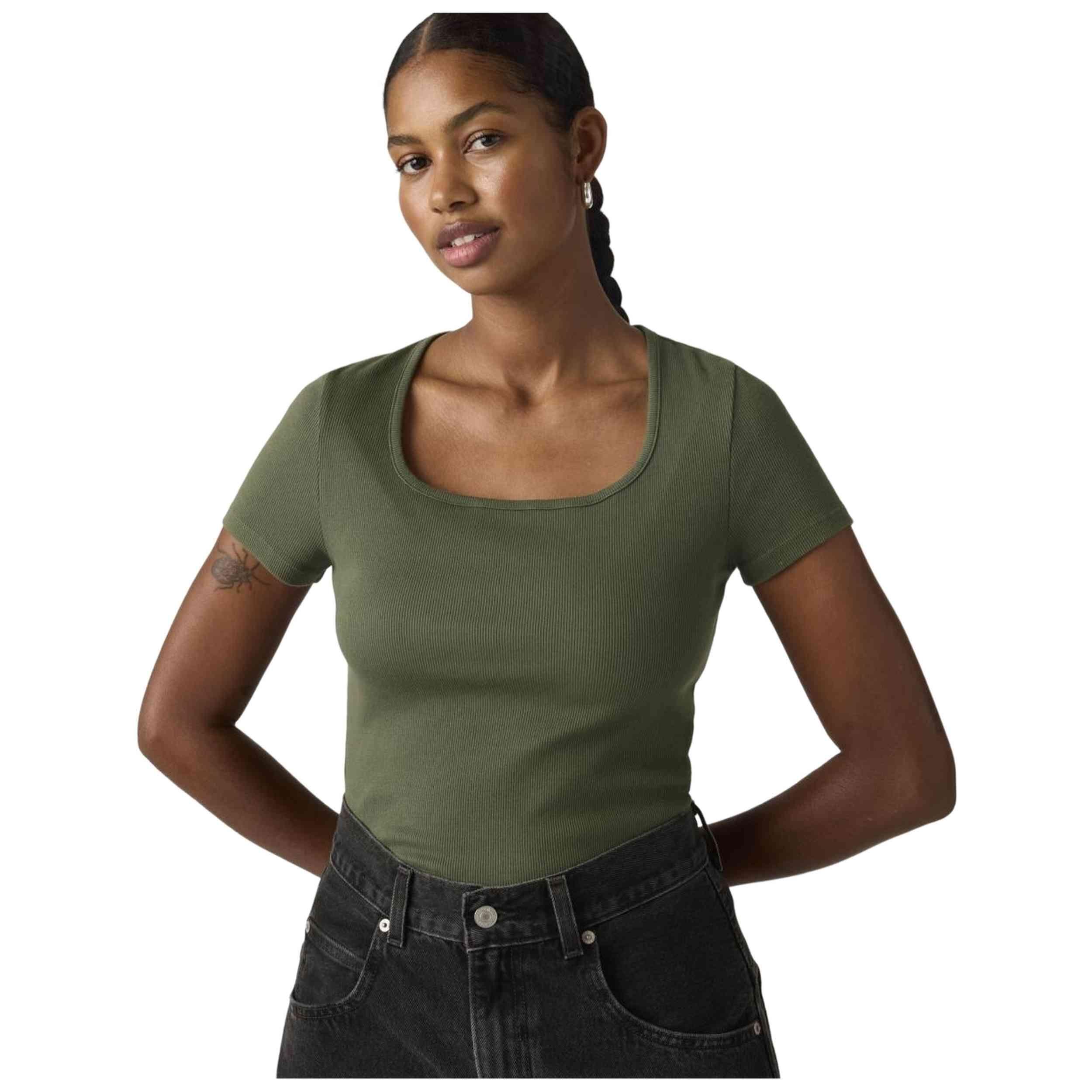 T-shirt met korte mouwen Levi's model ESSENTIAL SQRD NECK TEE GARME voor vrouwen 4/5