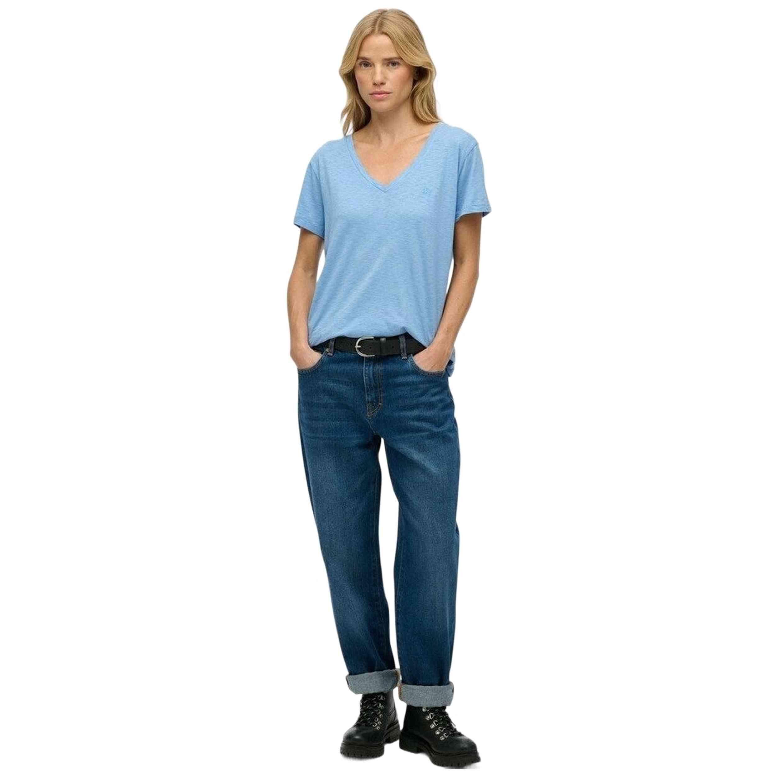 T-shirt Superdry modelo STUDIOS SLUB EMB VEE TEE para mulheres 2/5