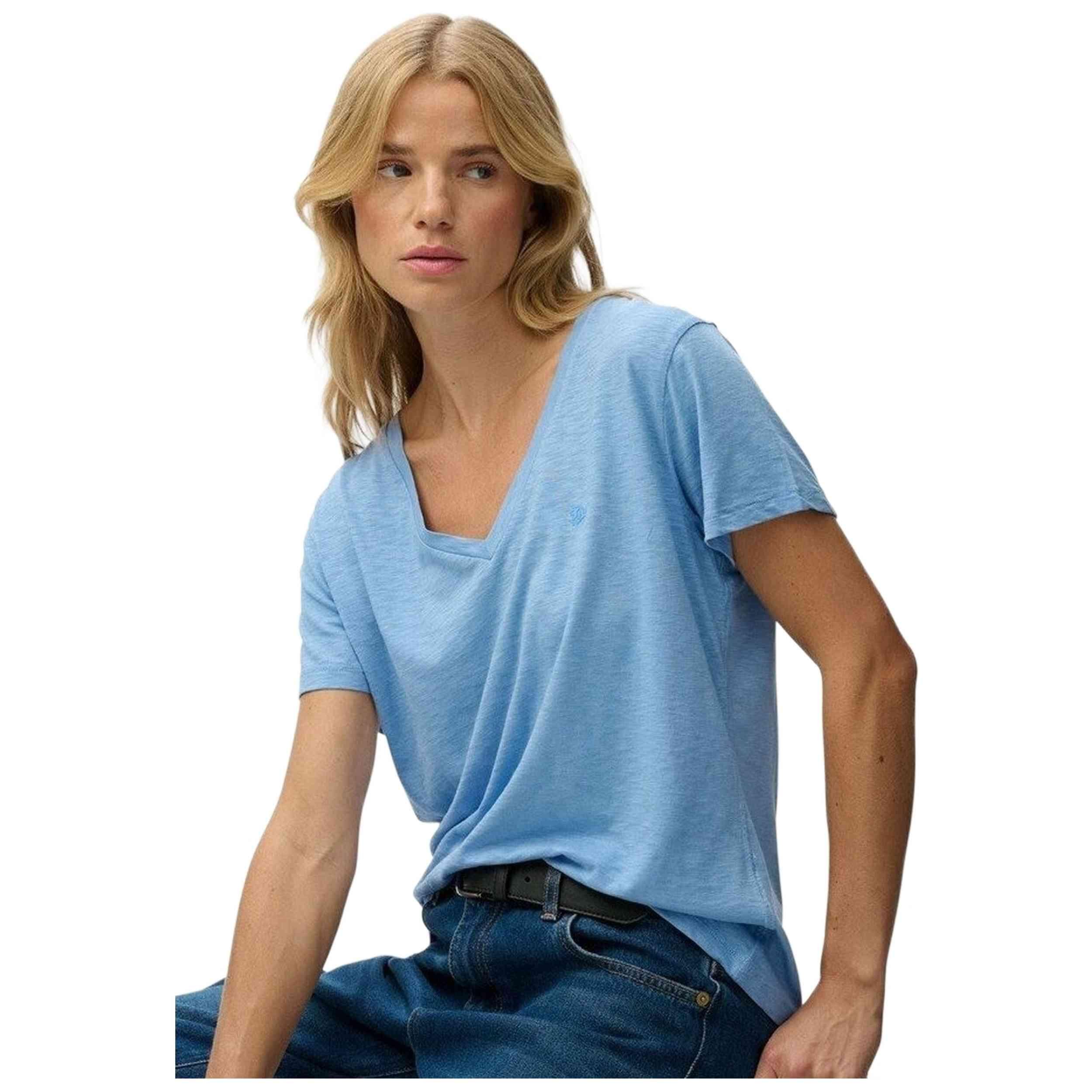 T-shirt Superdry modelo STUDIOS SLUB EMB VEE TEE para mulheres 5/5