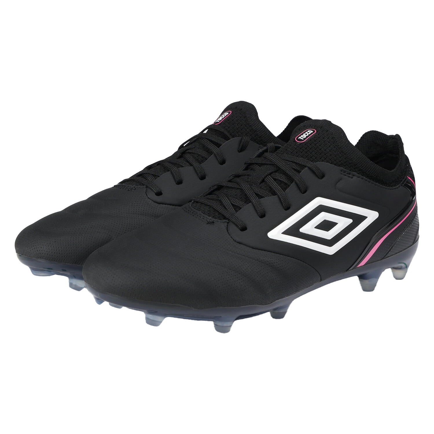 Mens Tocco V Pro Leather Firm Ground Football Boots (Black/White/Pink Glow) 4/4