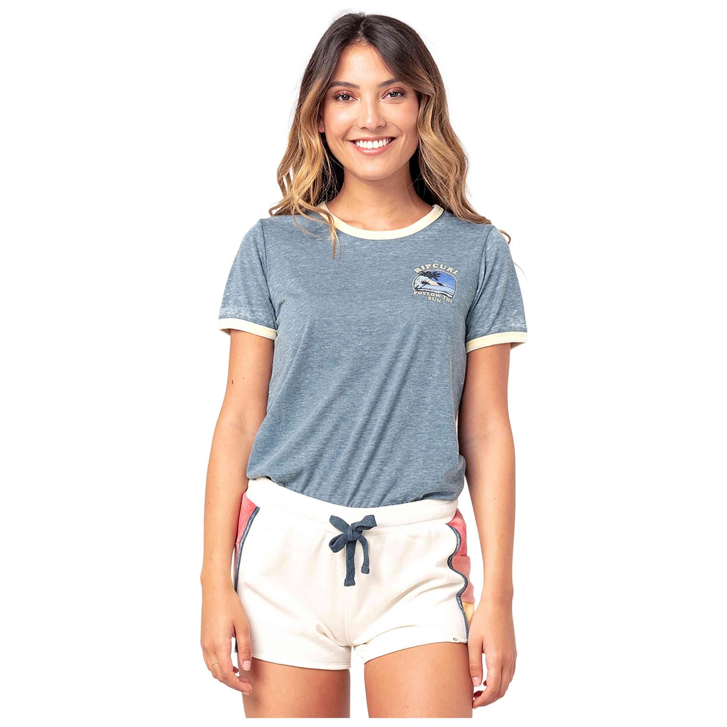 Maglia a maniche corte Rip curl modello Surf Side Ringer per donne 2/2