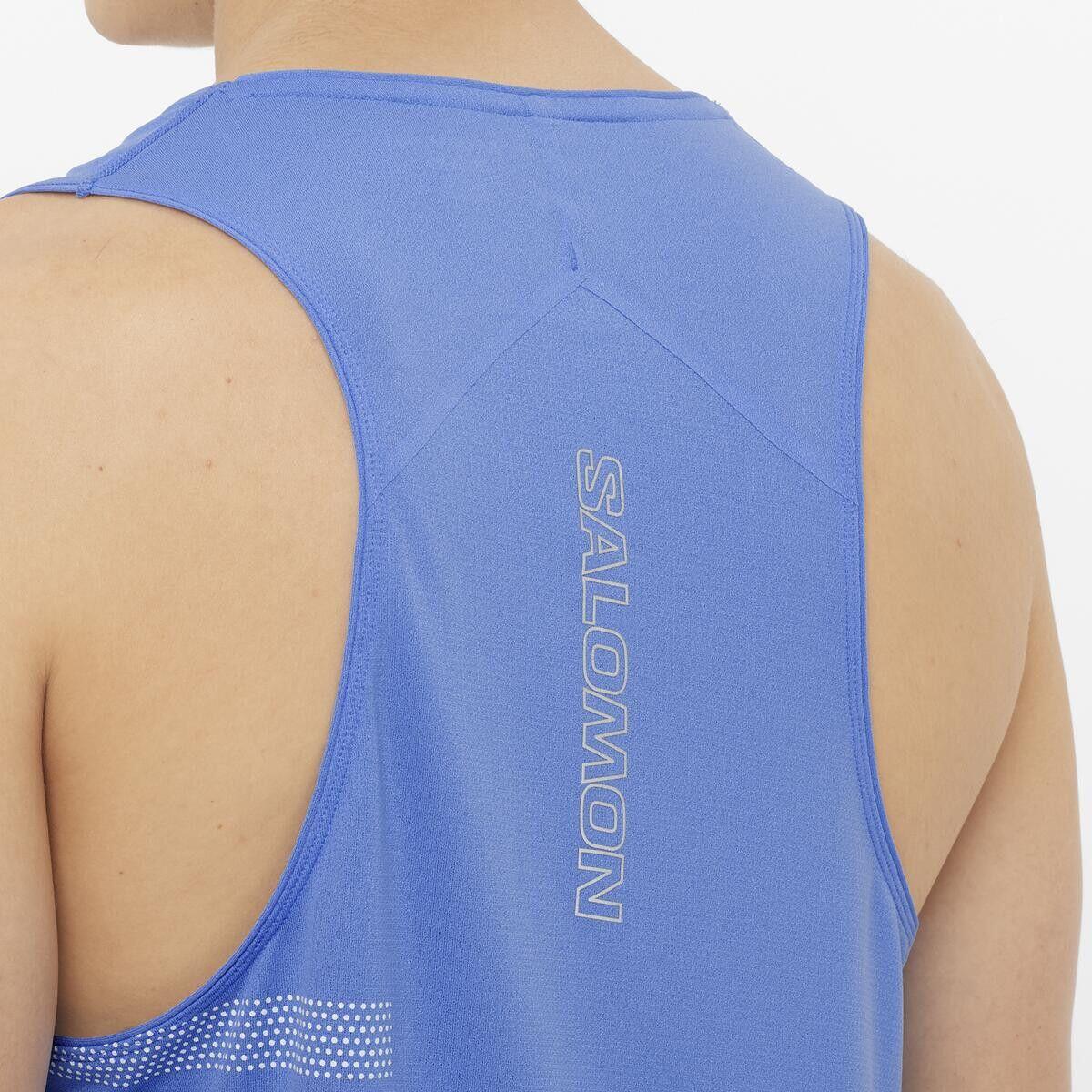 Salomon Sense Aero Graphic Tank Top Blau/Weiß Herren 3/5