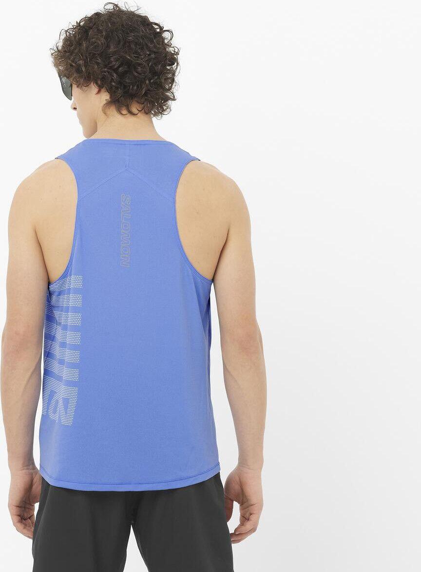 Salomon Sense Aero Graphic Tank Top Blau/Weiß Herren 2/5