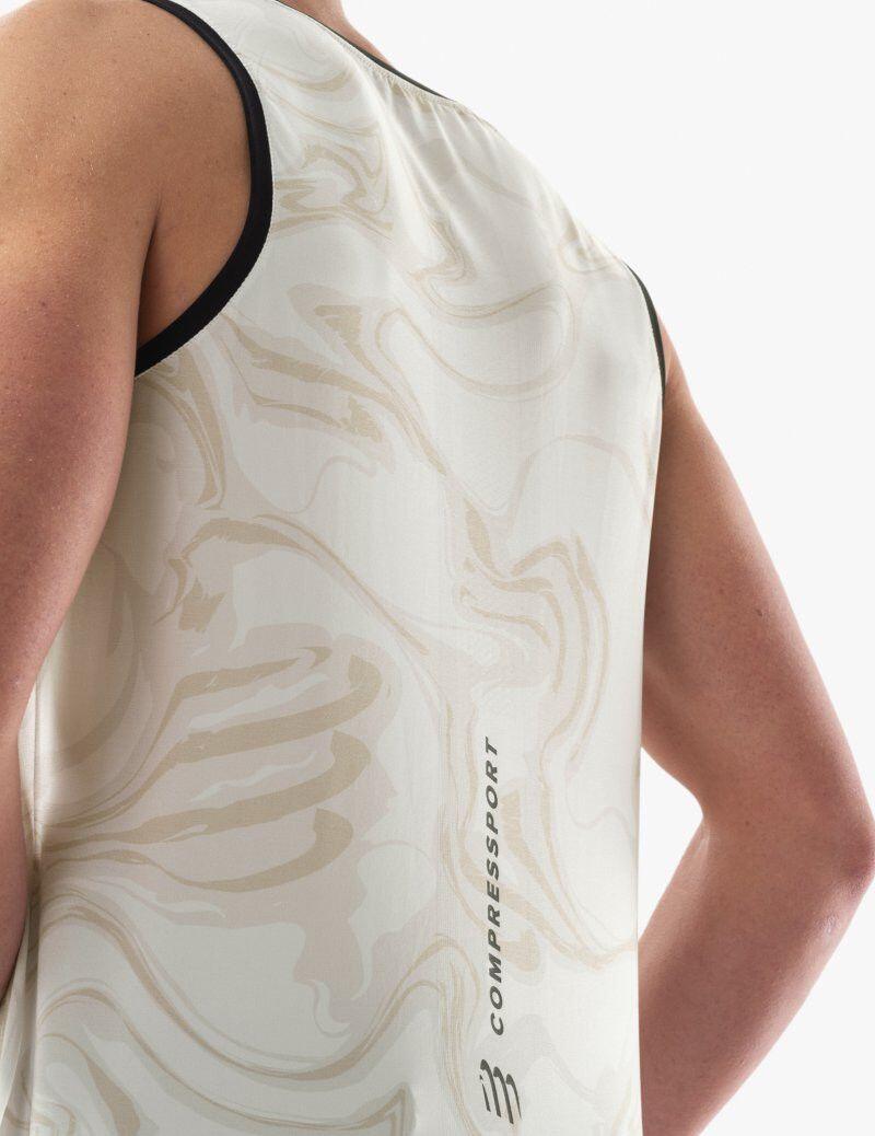 Heren Compressport Performance Singlet Tank Wit/Bruin 3/5