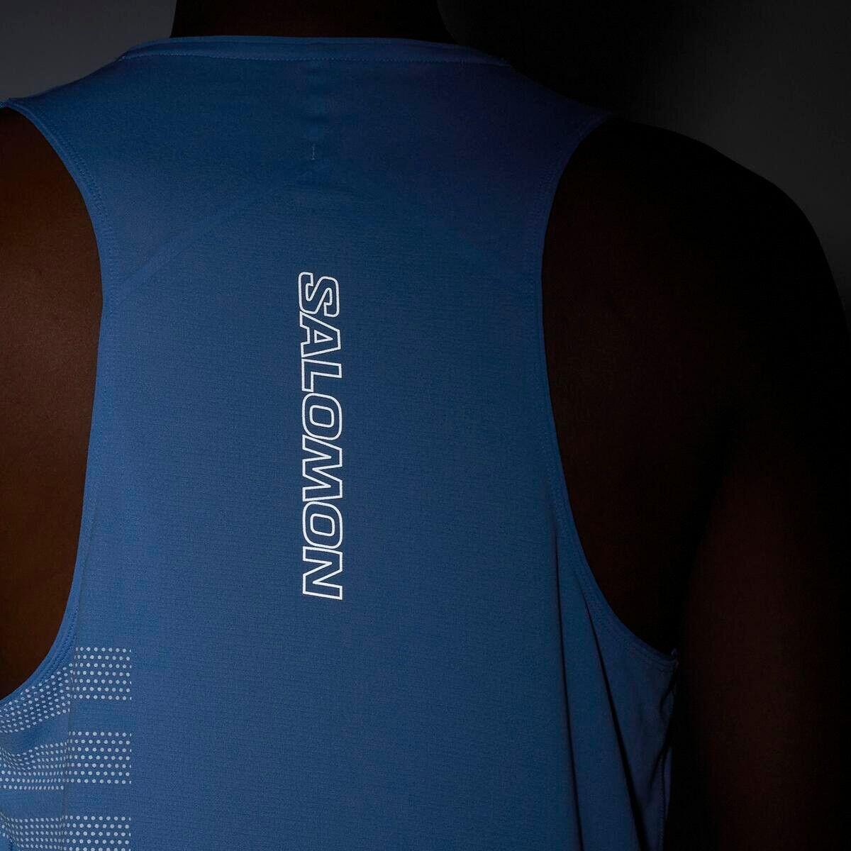 Salomon Sense Aero Graphic Tank Top Blau/Weiß Herren 4/5