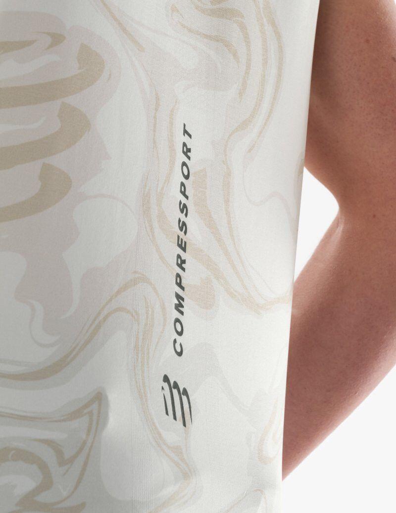 Heren Compressport Performance Singlet Tank Wit/Bruin 4/5