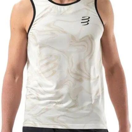 Men's Compressport Performance Singlet Tank Top White/Brown