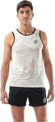 Heren compressport performance singlet tank wit/bruin