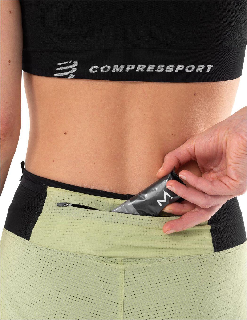 Pantaloncini da corsa Compressport Trail da donna Verde 4/5