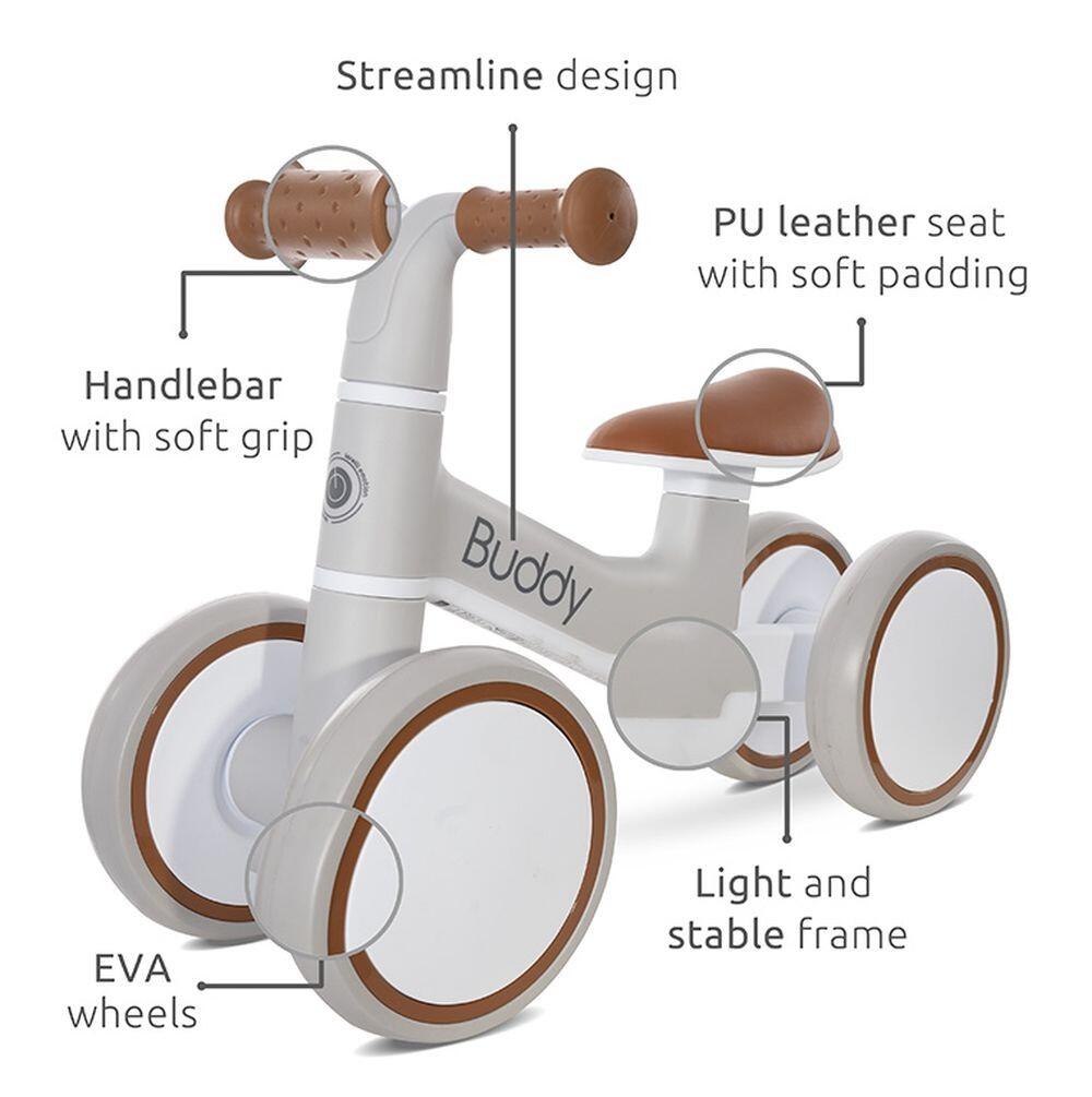 Infantil Paseo Bicicleta equilibrio BUDDY 4 ruedas asiento confort Beige 3/5