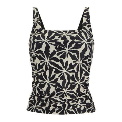 Dames loria abstract floral tankini top (zwart, wit)