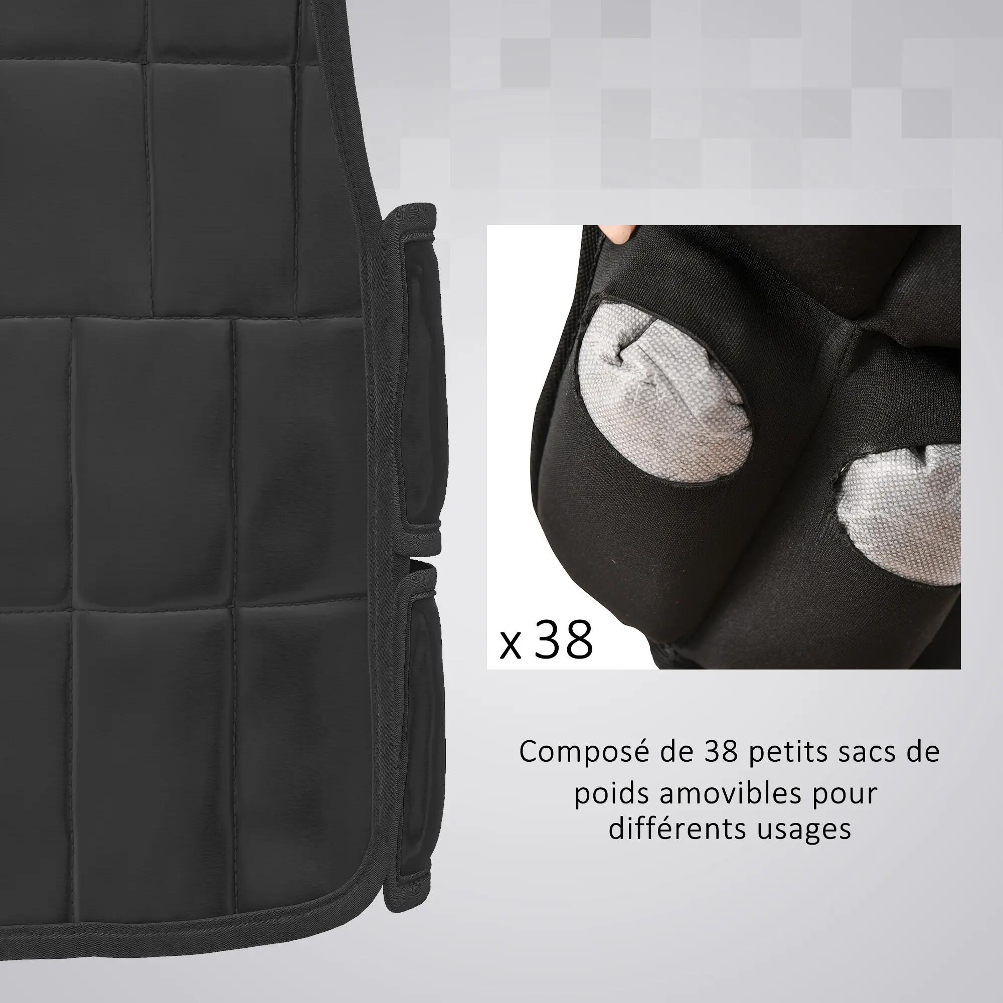 Gilet lesté réglable 20 Kg max. oxford noir 3/4