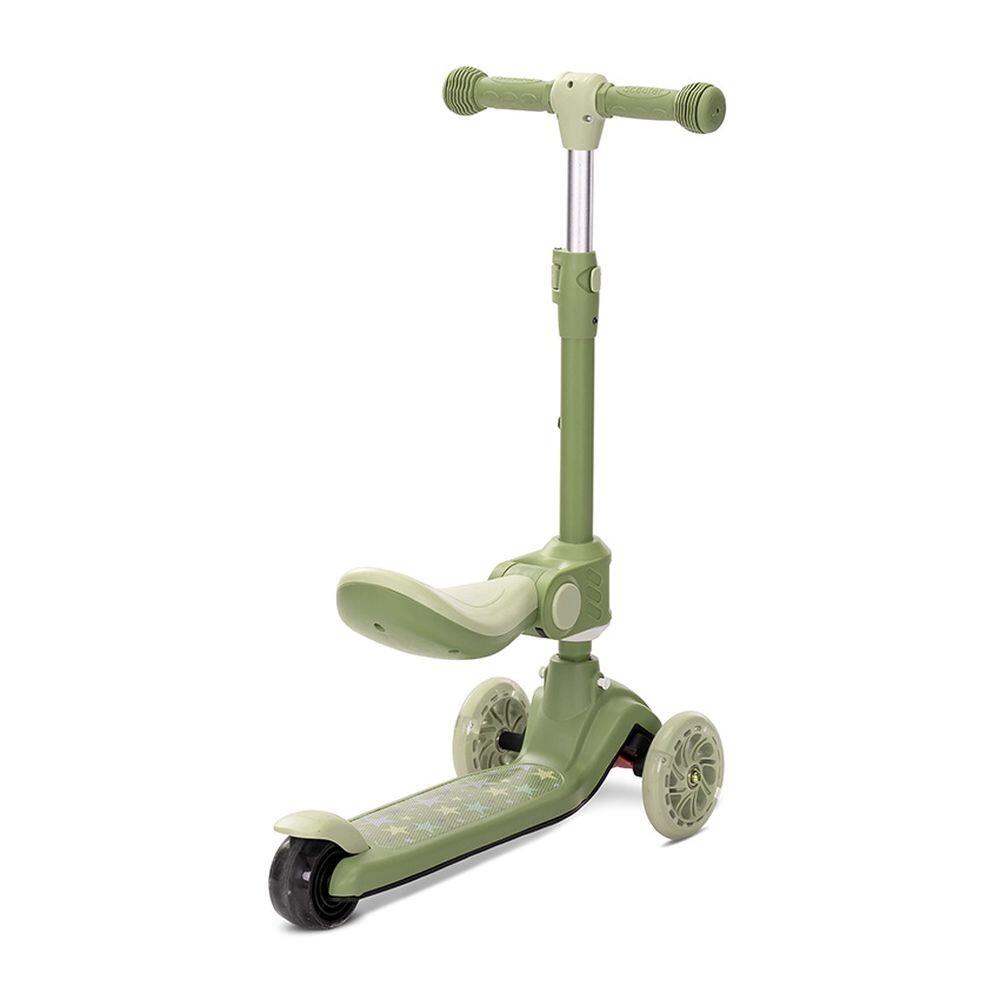 Infantil Paseo Patinete SPEEDSTER plegable asiento luces ABEC-9 Green 2/5