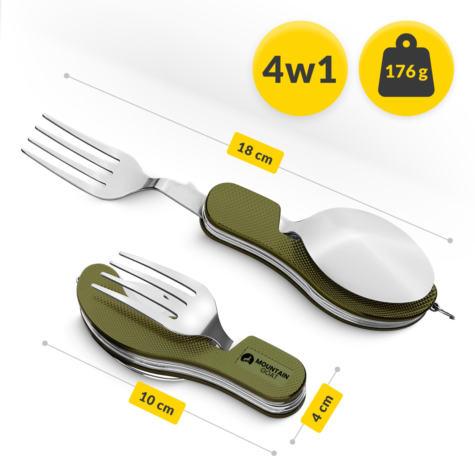 Sztućce turystyczne 4w1 Mountain Goat SteelKIT - niezbędnik stalowy 3/7