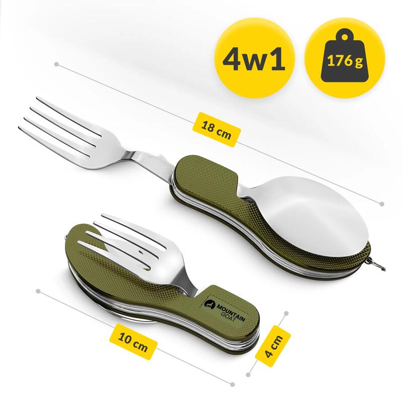 Set tacâmuri camping 4 în 1 Mountain Goat SteelKIT din oțel