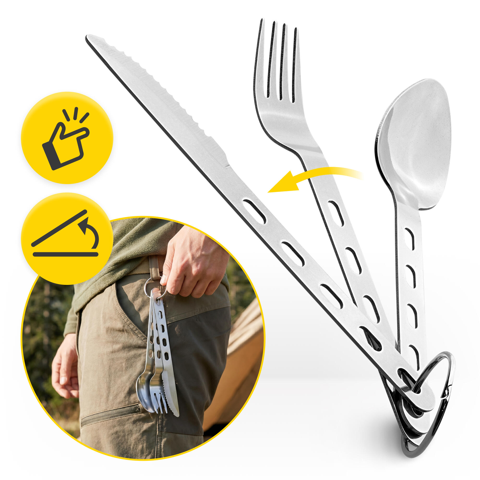 Sztućce turystyczne 3w1 Mountain Goat SteelKIT - niezbędnik stalowy 6/7