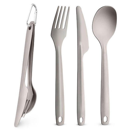 Titan-Reisebesteck 3in1 TitaniumKIT – Survival Biwak Ultraleicht-Besteck