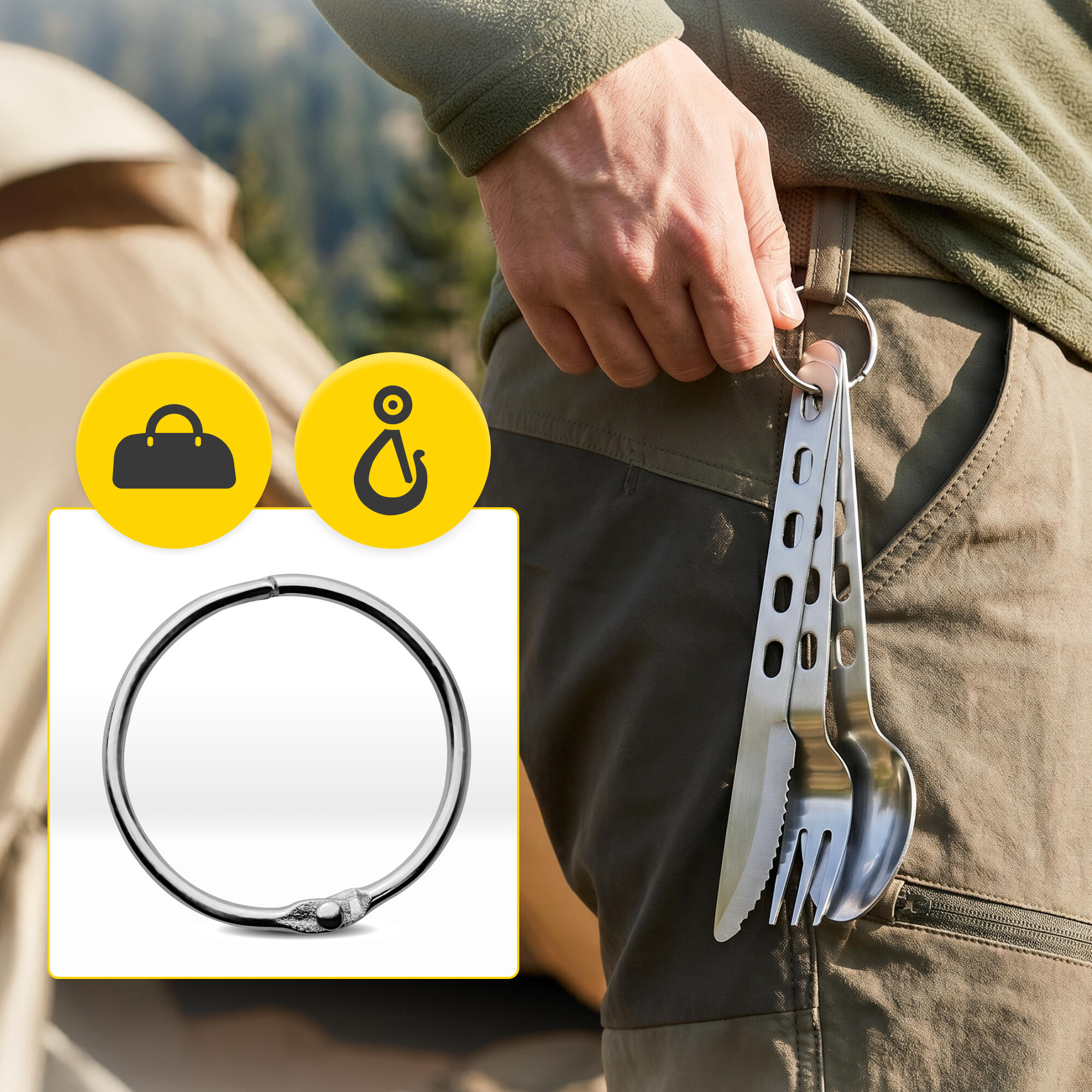 Sztućce turystyczne 3w1 Mountain Goat SteelKIT - niezbędnik stalowy 3/7