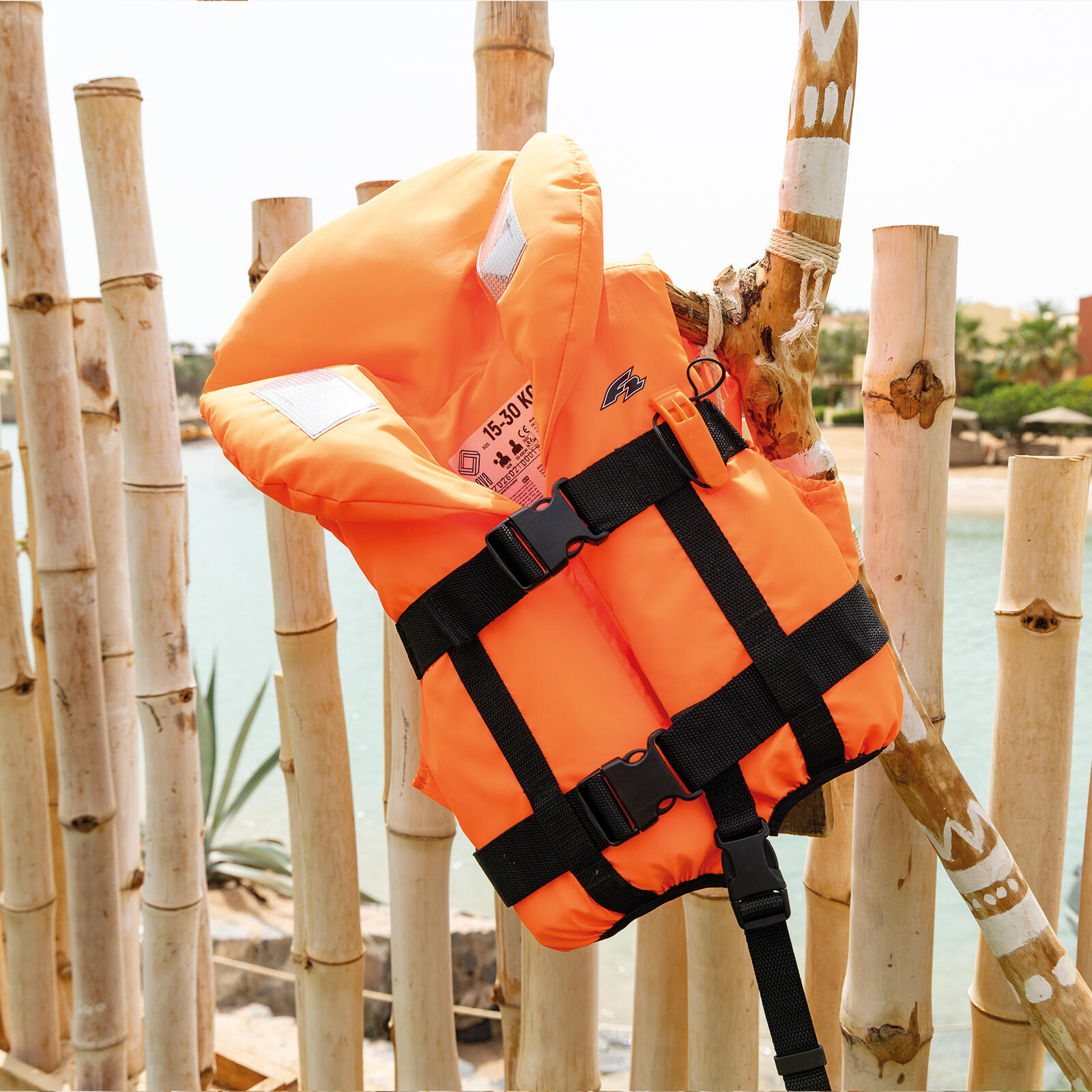 F2  Schwimmweste Junior Weste Gr. 1 (3-10kg) SUP Auftriebshilfe 100N Orange 3/4