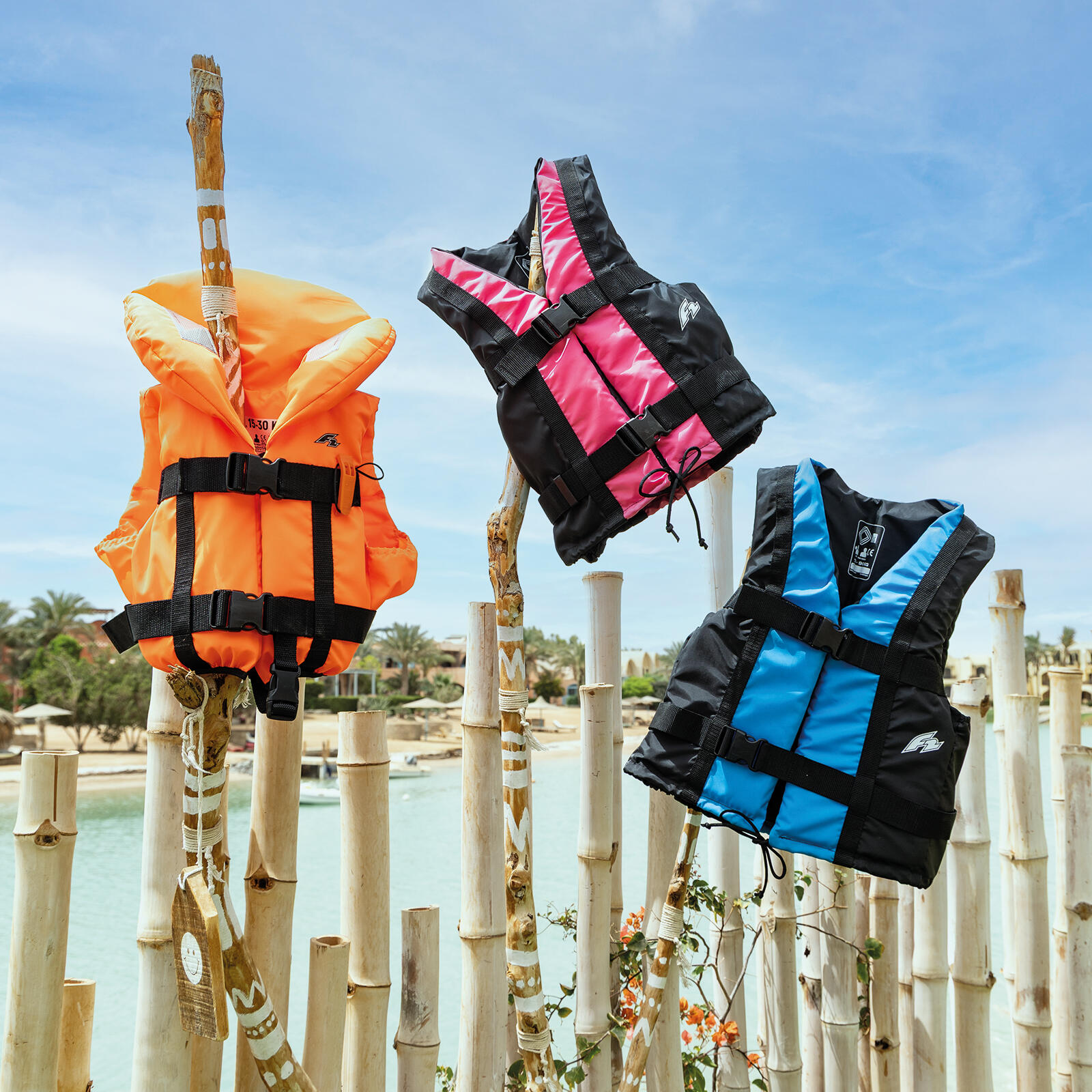 F2  Schwimmweste Junior Weste Gr. 1 (3-10kg) SUP Auftriebshilfe 100N Orange 4/4
