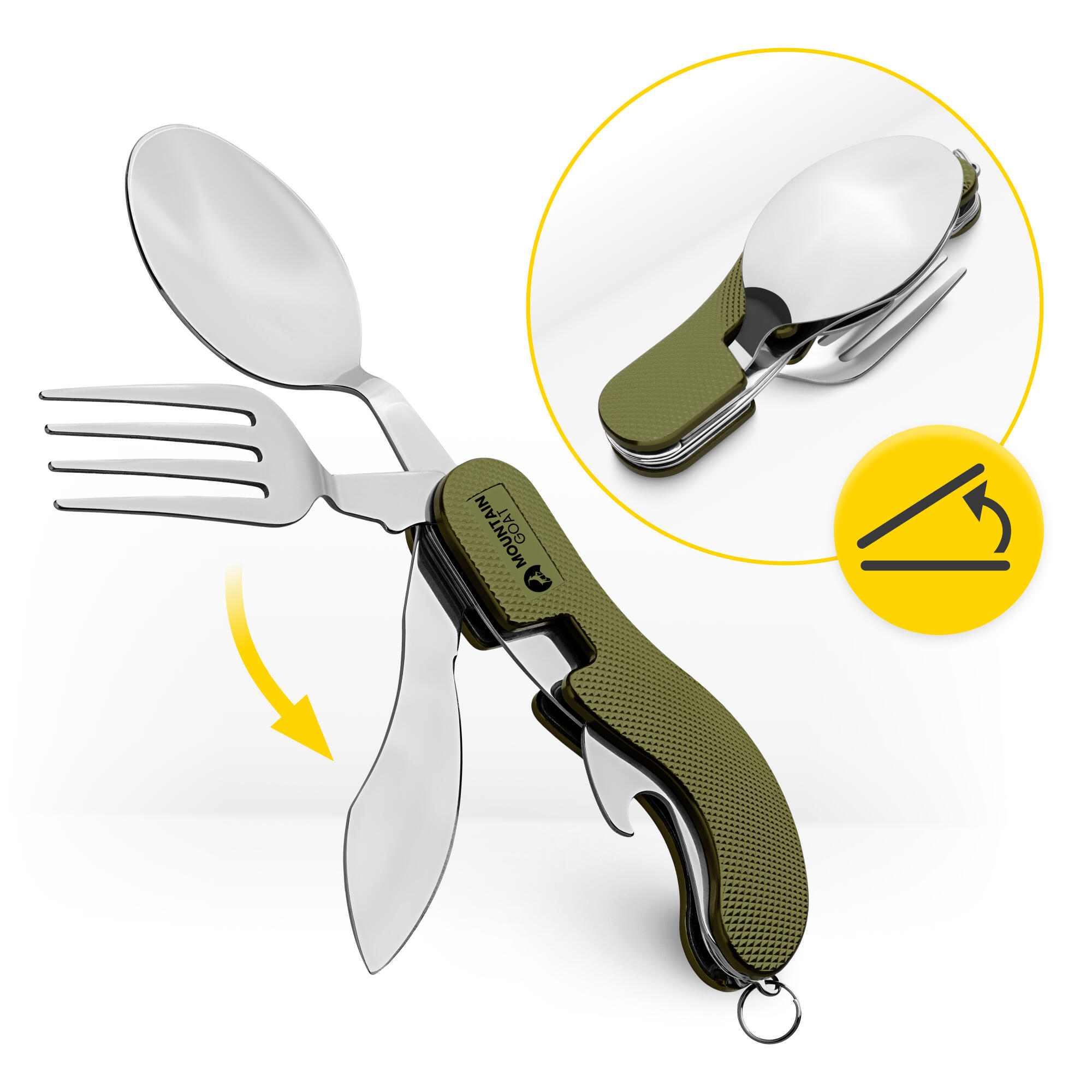 Sztućce turystyczne 4w1 Mountain Goat SteelKIT - niezbędnik stalowy 4/7