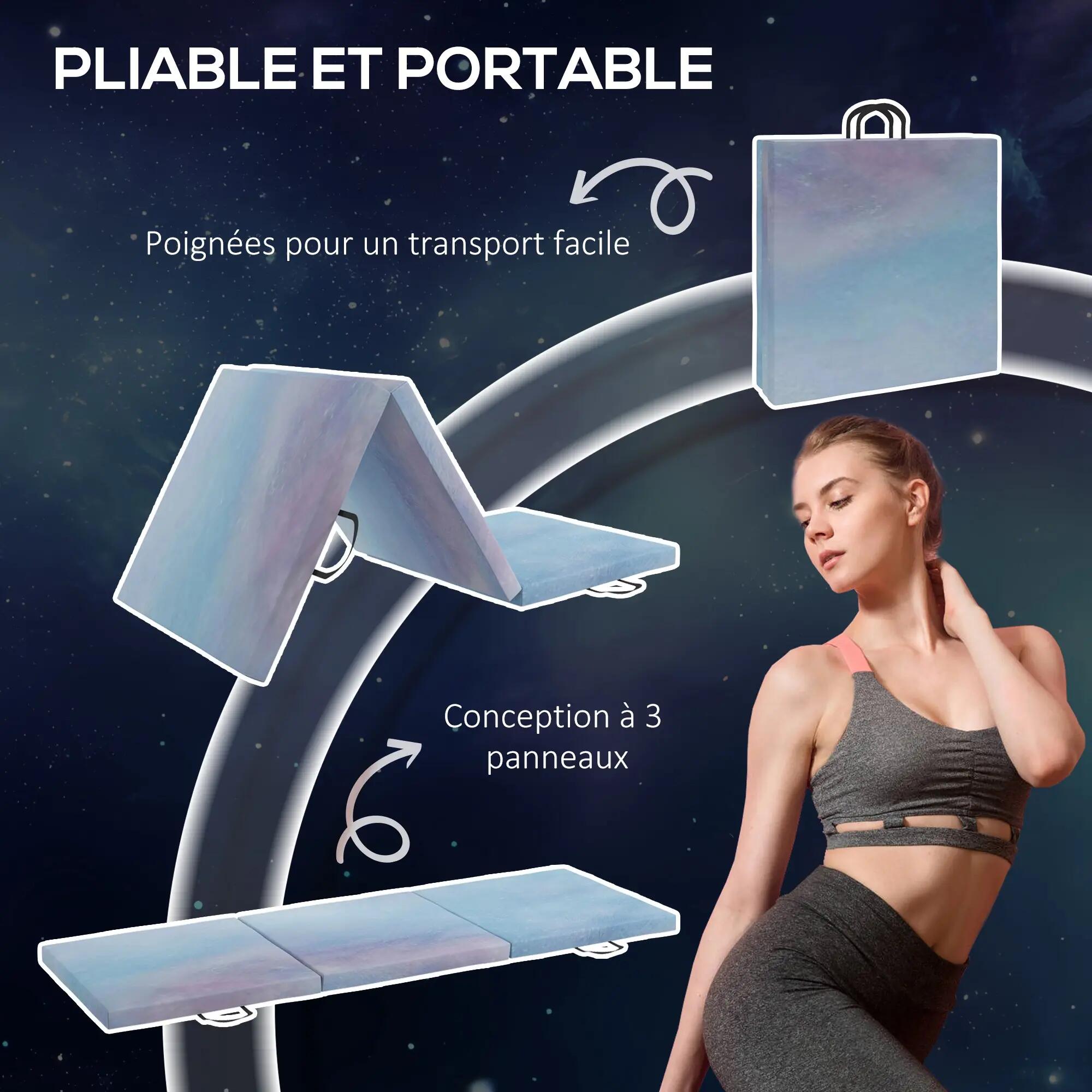 Tapis de sol gymnastique Fitness pliable portable dim. 180L x 60l x 5H cm 4/5