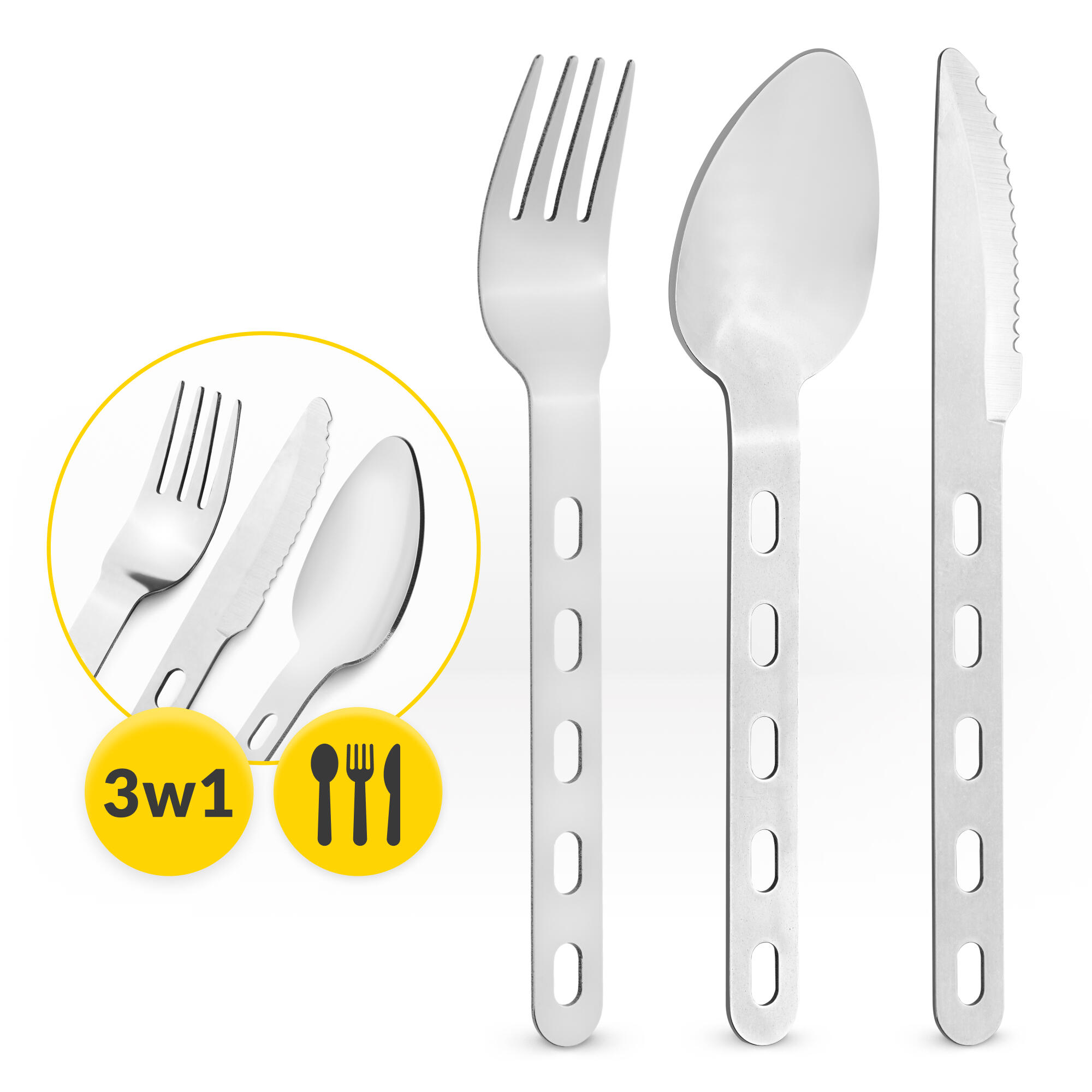 Sztućce turystyczne 3w1 Mountain Goat SteelKIT - niezbędnik stalowy 5/7