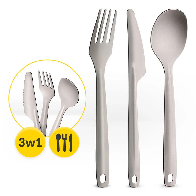 Set tacâmuri camping 3 în 1 Mountain Goat TitaniumKIT din titan